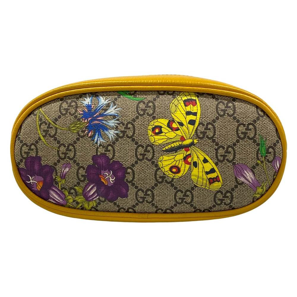 Gucci GG Supreme Ophidia Flora Small Bucket Handbag 550621 Yellow Dark Brown - Picture 5 of 15